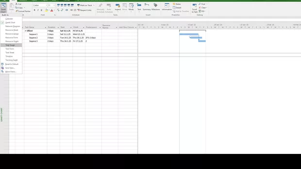 Екранна снимка към: Къде да намеря изгледа team planner във версия 16 на project manager?